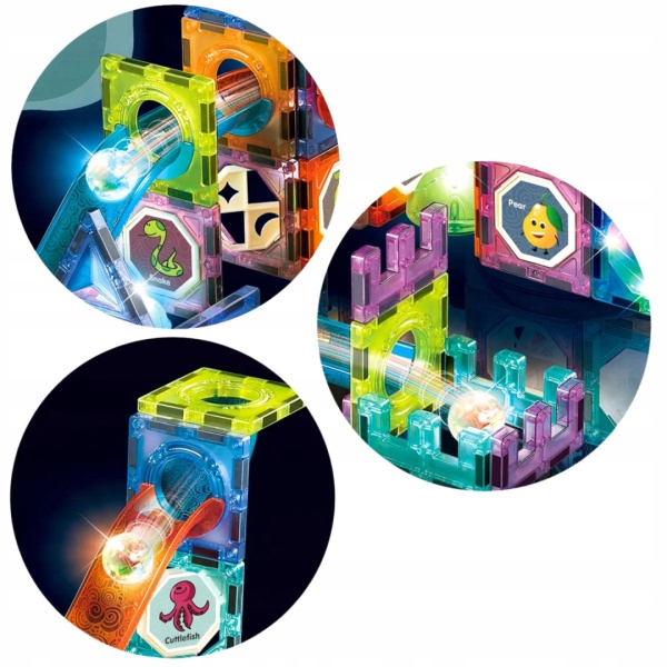 KLOCKI MAGNETYCZNE KONSTRUKCYJNE TOR KULKOWY RAINBOW MAGNETIC TILES PANELE