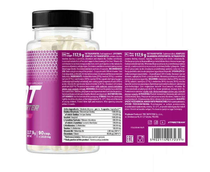 Trec Fat Transporter 90 caps. Inozytol Cholina Spalacz Tłuszczu
