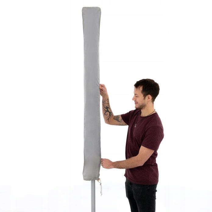 Pokrowiec na parasol ogrodowy plażowy szary ściągacz ochronny Derby 250 cm