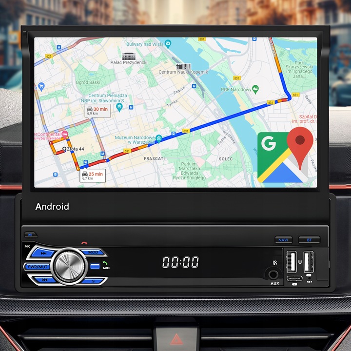 RADIO SAMOCHODOWE 1 DIN ANDROID 13 GPS USB WIFI WYSUWANY PILOT CARPLAY