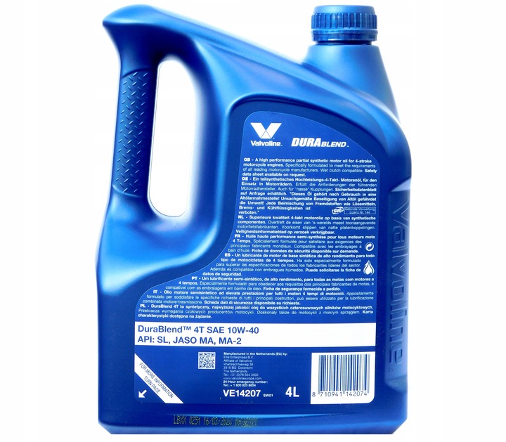 Olej silnikowy Valvoline DURABLEND 4T 4 l 10W-40