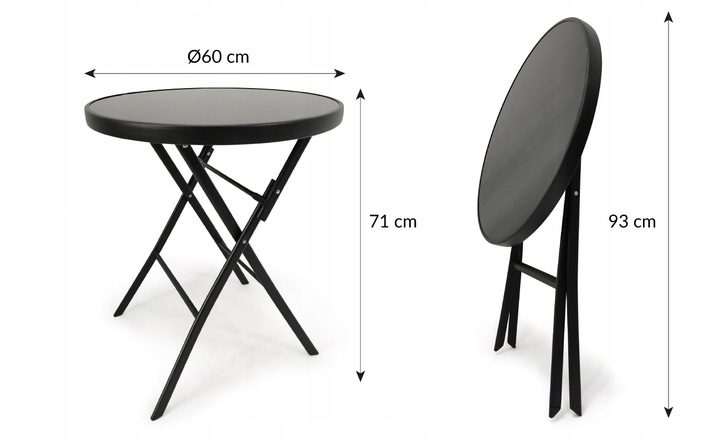 MEBLE NA BALKON TARAS SKŁADANE KOMPLET ZESTAW TASOS 2-OS 60 L CZARNY