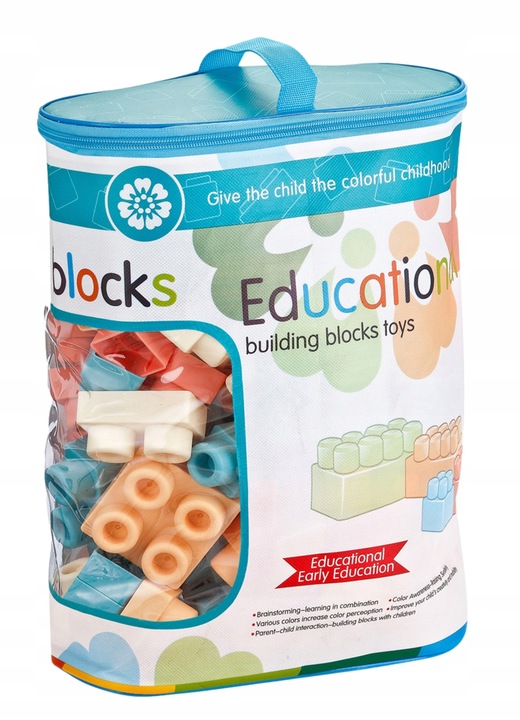 KLOCKI GUMOWE MIĘKKIE SENSORYCZNE KONSTRUKCYJNE DUŻE zestaw XXL 96 el