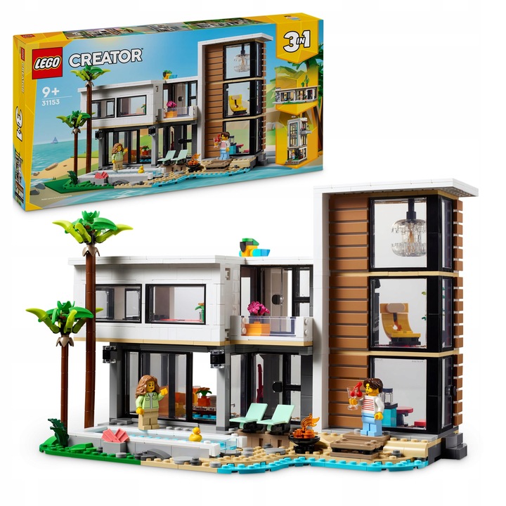 LEGO Creator 3w1 31153 Nowoczesny Dom Przy Plaży Kamienica Leśna Chatka