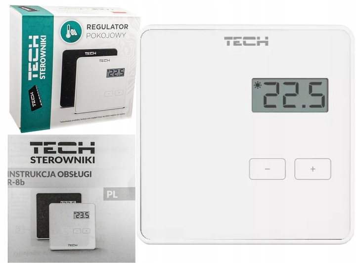 STEROWNIK REGULATOR TERMOSTAT POKOJOWY BEZPRZEWODOWY DWUSTANOWY TECH R-8 b
