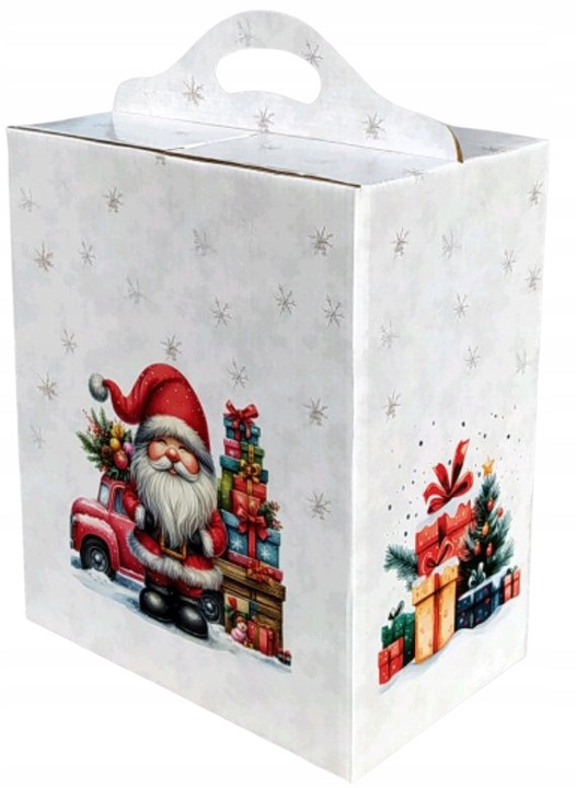 12 x Opakowanie świąteczne pudełko karton z uchwytem Mikołaj 200x130x270 S