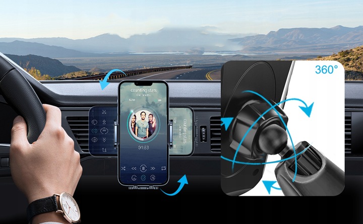 UCHWYT WIESZAK NA TELEFON NA KRATKĘ WYLOT POWIETRZA DO SAMOCHODU Z PRZYCISK