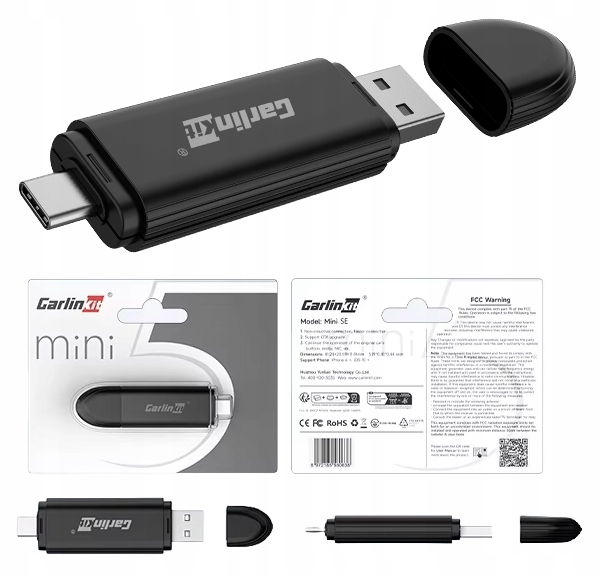 Bezprzewodowy Adapter CarlinKit Mini SE CarPlay Bluetooth USB do samochodu