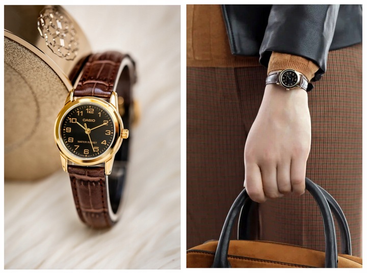 ZEGAREK DAMSKI CASIO LTP-V001L cyfry skórzany + BOX +GRAWER