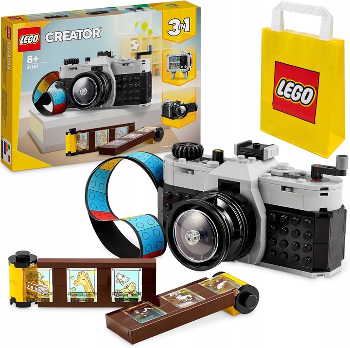 LEGO Creator 3w1 Aparat w stylu retro klocki 31147 zestaw torba na prezent