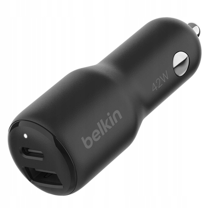 Belkin Ładowarka samochodowa - USB-C PD 3.0 3A PPS 30W + USB-A 12W, mała