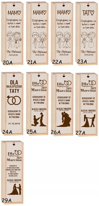 PUDEŁKO SKRZYNKA NA WINO GRAWER PREZENT ŚLUB PRIM