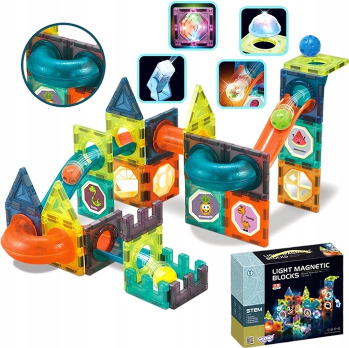 Klocki magnetyczne Woopie Light Magnetic Blocks 75 elementów