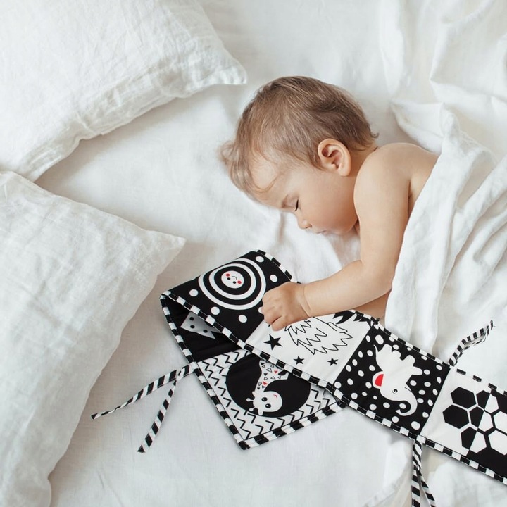 Czarno-biała, kontrastowa, miękka książka dla dzieci w wieku 0-12 miesięcy,