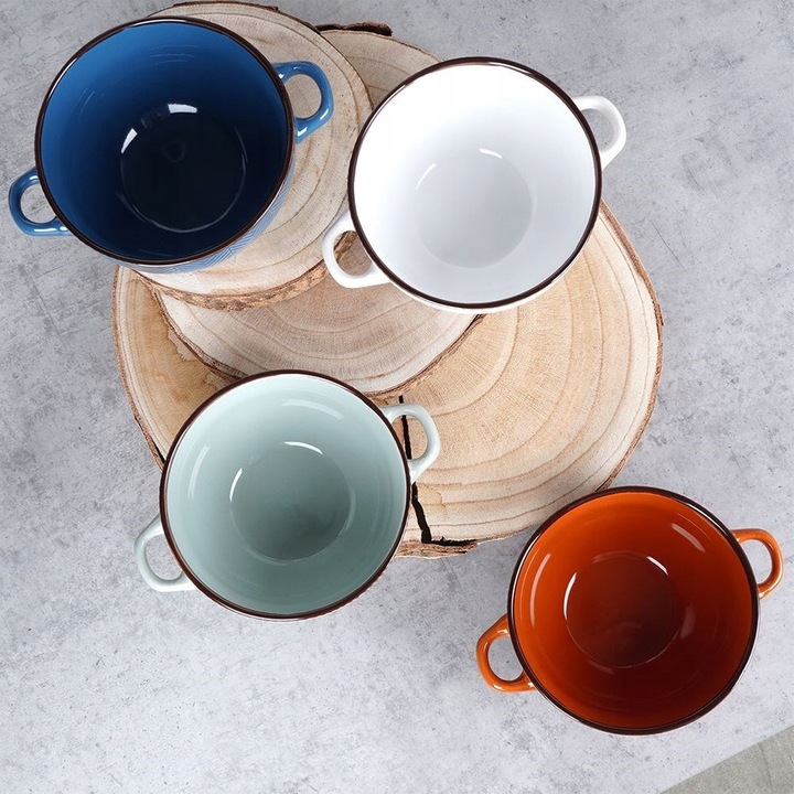 4x Miski BULIONÓWKI miseczki na zupę gulasz płatki z uszami uchwytami 620ml