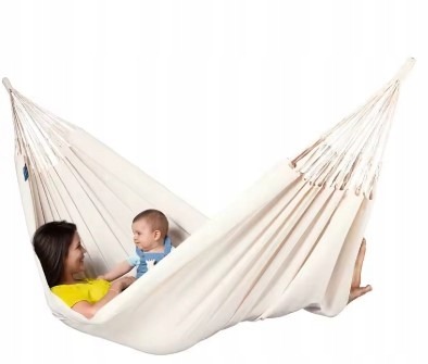 HAMAK OGRODOWY TURYSTYCZNY BOHO MOCNY DWUOSOBOWY 150x260cm TORBA BEŻ