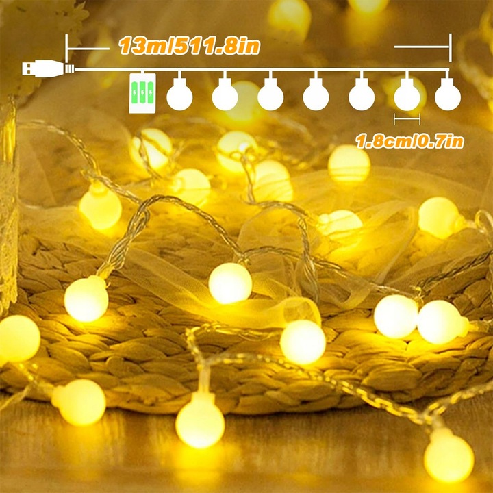 13M 100LED Lampki Świąteczne Światełka Choinkowe Ciepłe Zewnętrzne Blask