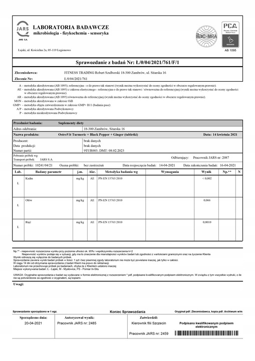 Suplement diety OstroVit Kurkumina Czarny Pieprz Imbir 90 tabletek