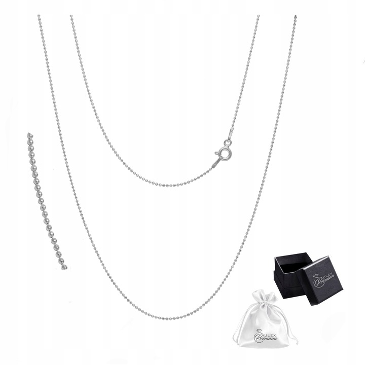 Łańcuszek Rodowany Damski Srebro pr. 925 Naszyjnik Kuleczki Prezent | 45 cm
