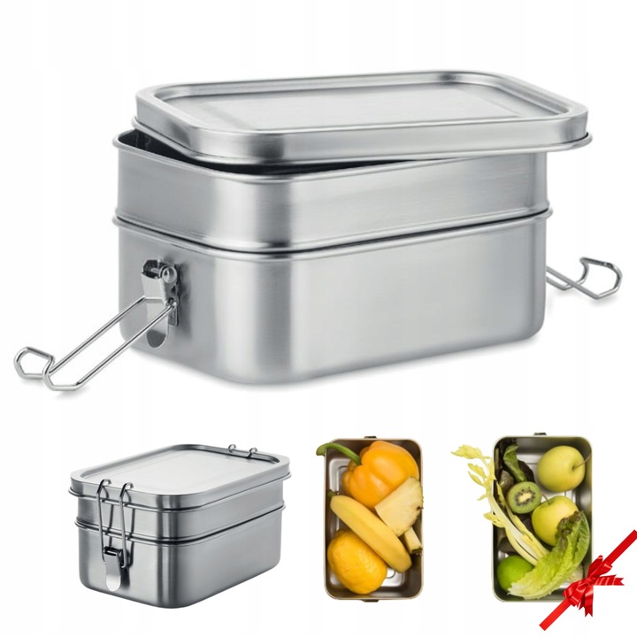LUNCH BOX 1200 ML POJEMNIK obiadowy NA JEDZENIE 2 KOMORY góry PIKNIK
