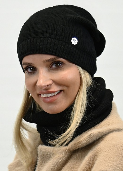 Komplet Czapka z Tubą Znakomita Jakość Czarny B1