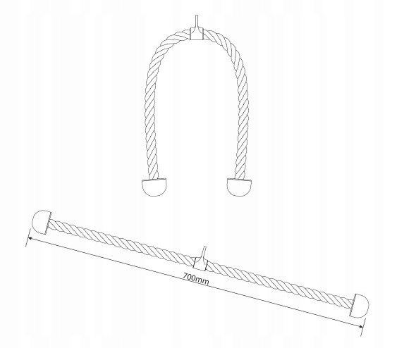UCHWYT SZNUR DO ATLASU WYCIĄGU DO ĆWICZEŃ TRICEPS 70CM U009