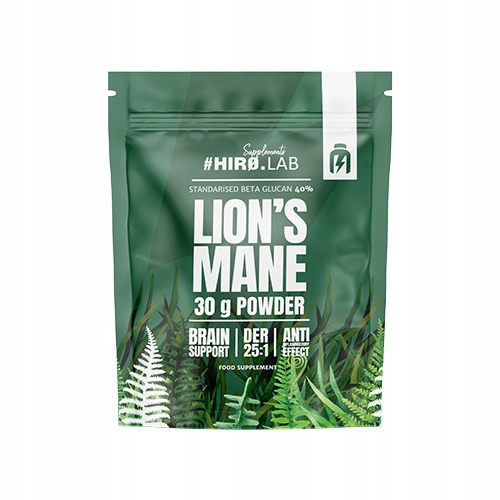 LION'S MANE SOPLÓWKA JEŻOWATA EKSTRAKT PAMIĘĆ 500mg DER 25:1 30g HIRO.LAB
