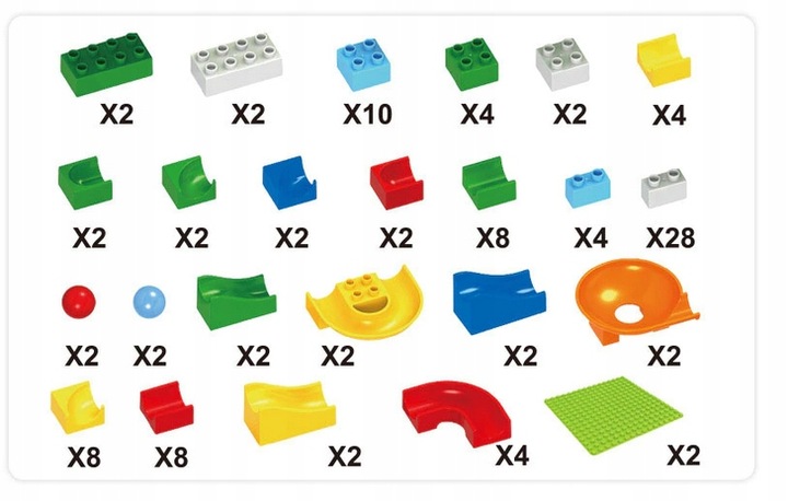 Tor kulkowy labirynt dla kulek kulodrom marble run klocki 108 el