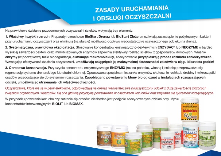 Preparat Biozym BIOMAX regenerator drenaży, studni