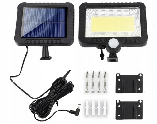 Halogen LAMPA SOLARNA Z CZUJNIKIEM RUCH I ZMIERZCHU 100 LED mocna