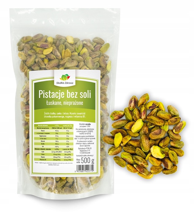 Pistacje łuskane surowe bez soli niesolone CAŁE 500g