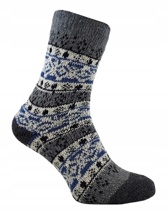 SKARPETY MĘSKIE ŚWIĄTECZNE WEŁNIANE GRUBE SKARPETKI ALPAKA 3-PAK 35-38