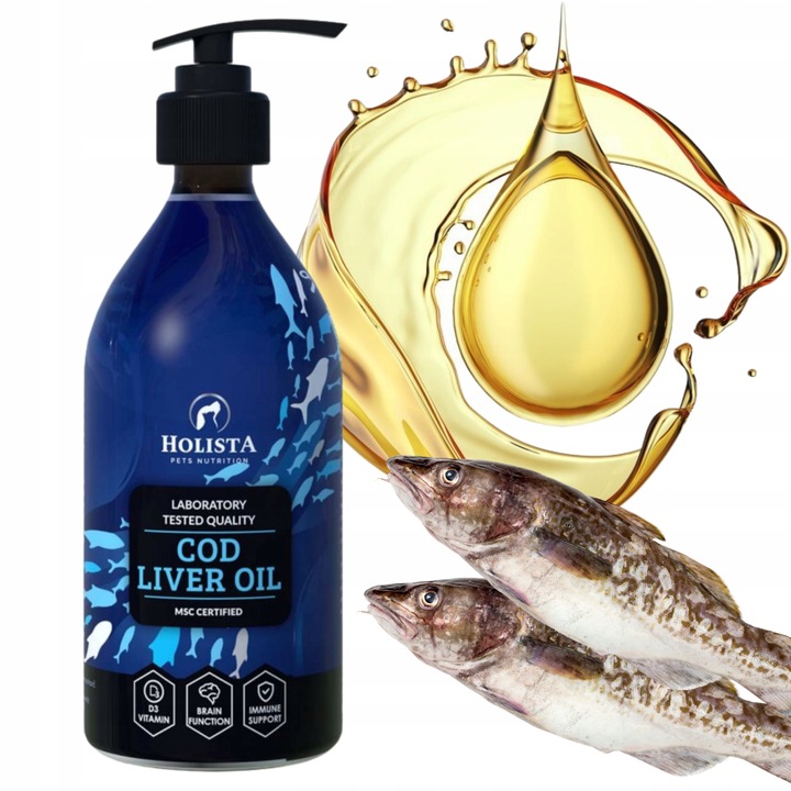 HOLISTA Cod Liver Oil 500 ml Tran z dorsza dla psa i kota SUPLEMENT