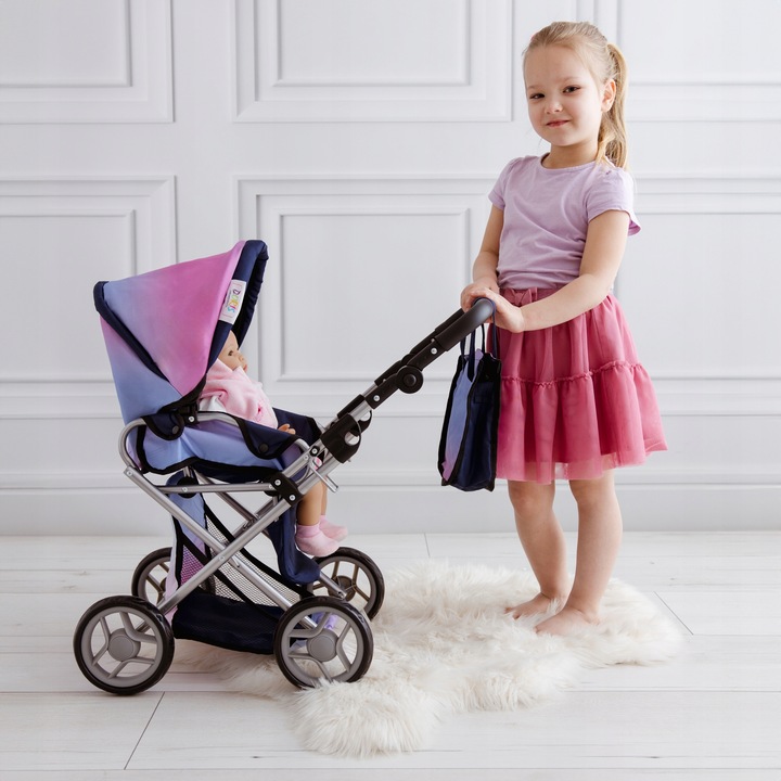 Wózek dla lalek 3w1 SPACEROWY GŁEBOKI + INTERAKTYWNA LALKA BOBAS zestaw XXL