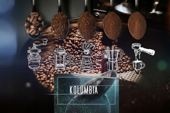 Kawa Ziarnista Świeżo Palona 100% Arabica Kolumbia 1KG Do Ekspresu