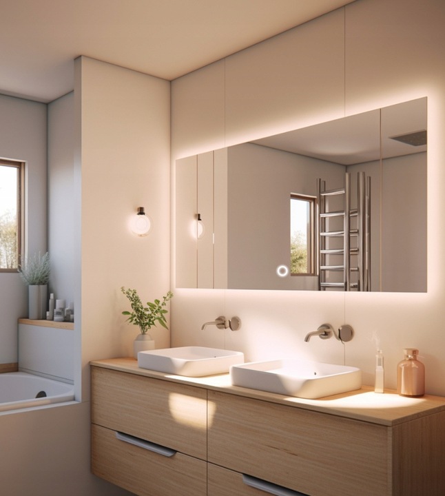 Lustro Podświetlane LED 80x60 Wodoszczelność IP65 z Włącznikiem Dotykowym