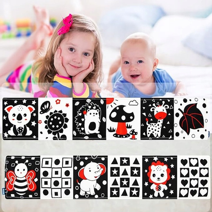 Książeczka sensoryczna o wysokim kontraście 0 do 12 miesięcy Zabawki dla