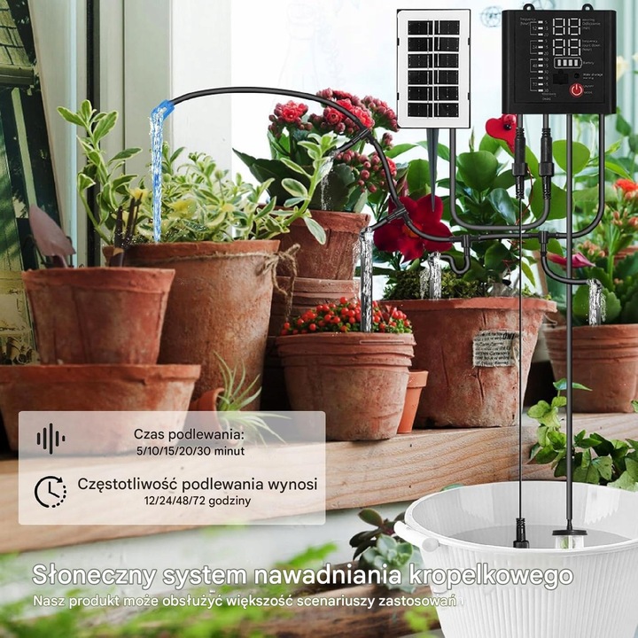 Solarny słoneczny system nawadniania SPORGO 15m automat 12 trybów timera