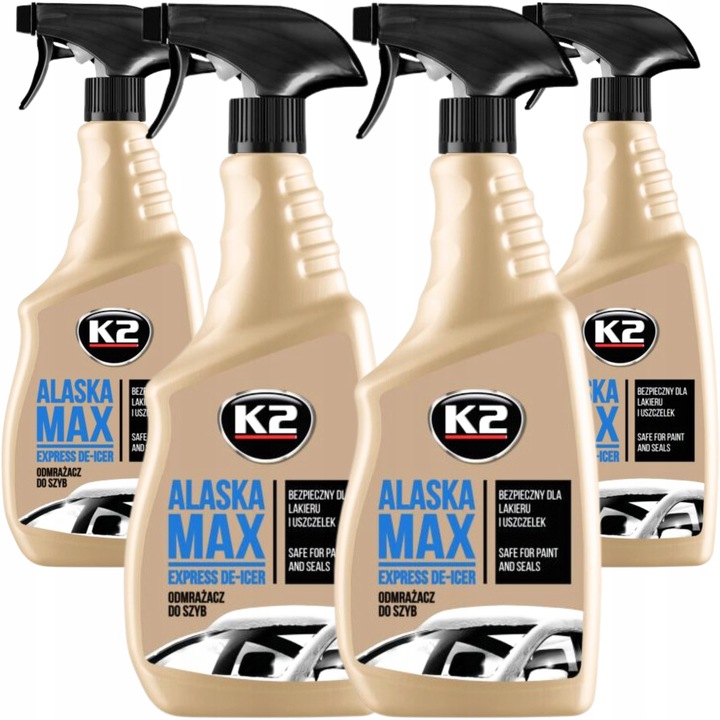 4x Odmrażacz Do Szyb Samochodowych Zestaw K2 Alaska Max 700 ml Zimowy Płyn