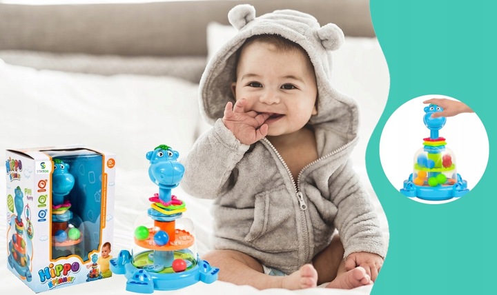 BĄCZEK INTERAKTYWNY SPINNER HIPCIO KARUZELKA Z KULECZKAMI DZIECI NA ROCZEK