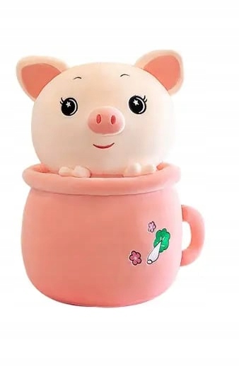 ŚWINKA W KUBKU PLUSZAK MASKOTKA Zabawka dla Dzieci 40 CM