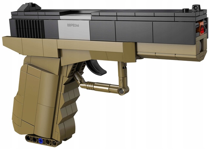 KLOCKI CADA BROŃ GLOCK 17 MECHANICZNY PISTOLET 338 ELEMENTÓW + 5 NABOI