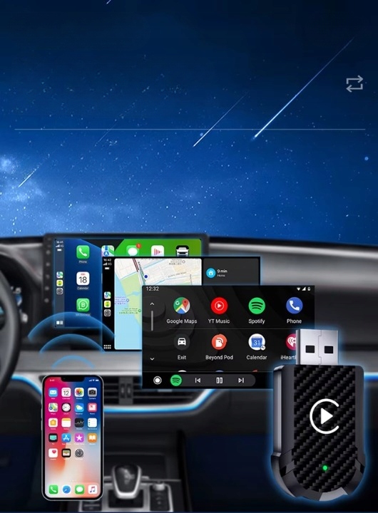 AI&JL BEZPRZEWODOWY ADAPTER SAMOCHODOWY USB DO ANDROID AUTO APPLE CARPLAY