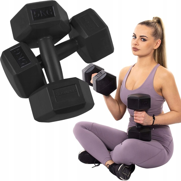 HANTLE 2x5kg ZESTAW CIĘŻARKI HANTELKI DO ĆWICZEŃ W DOMU HEKSAGONALNE