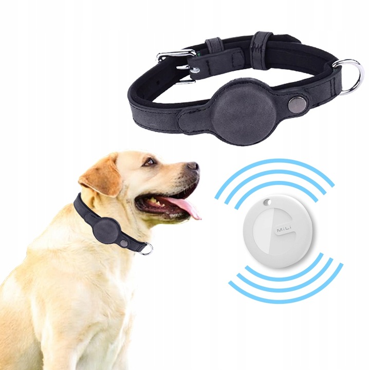 Obroża dla psa Mi Tag Lokalizator AirTag iOS Apple iPhone iPod roz.L Czarna