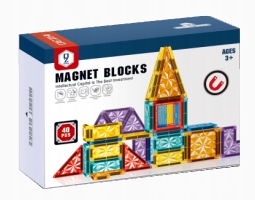 KLOCKI MAGNETYCZNE 40el KREATYWNE KONSTRUKCYJNE EDUKACYJNE 3D ZABAWA 148A