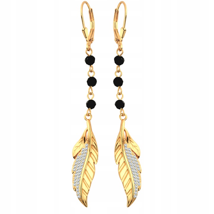 Złote Kolczyki 925 Długie Wiszące Skrzydła