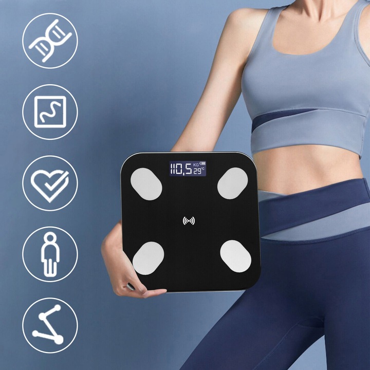 WAGA ŁAZIENKOWA ANALITYCZNA CZUJNIKI SMART+ ANDROID iOS / PRECYZYJNY POMIAR