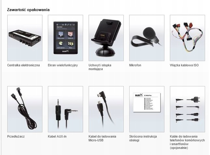 Bury CC9056 - samochodowy zestaw głośnomówiący LCD ISO Bluetooth do radia