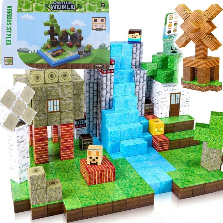 KLOCKI MAGNETYCZNE MOCNE KLOCKI SZEŚCIANY 212 EL KLOCKI PIKSELE